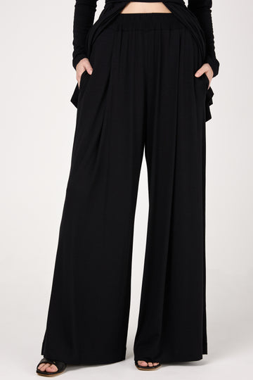 Jersey Wide Leg Pant in Nero