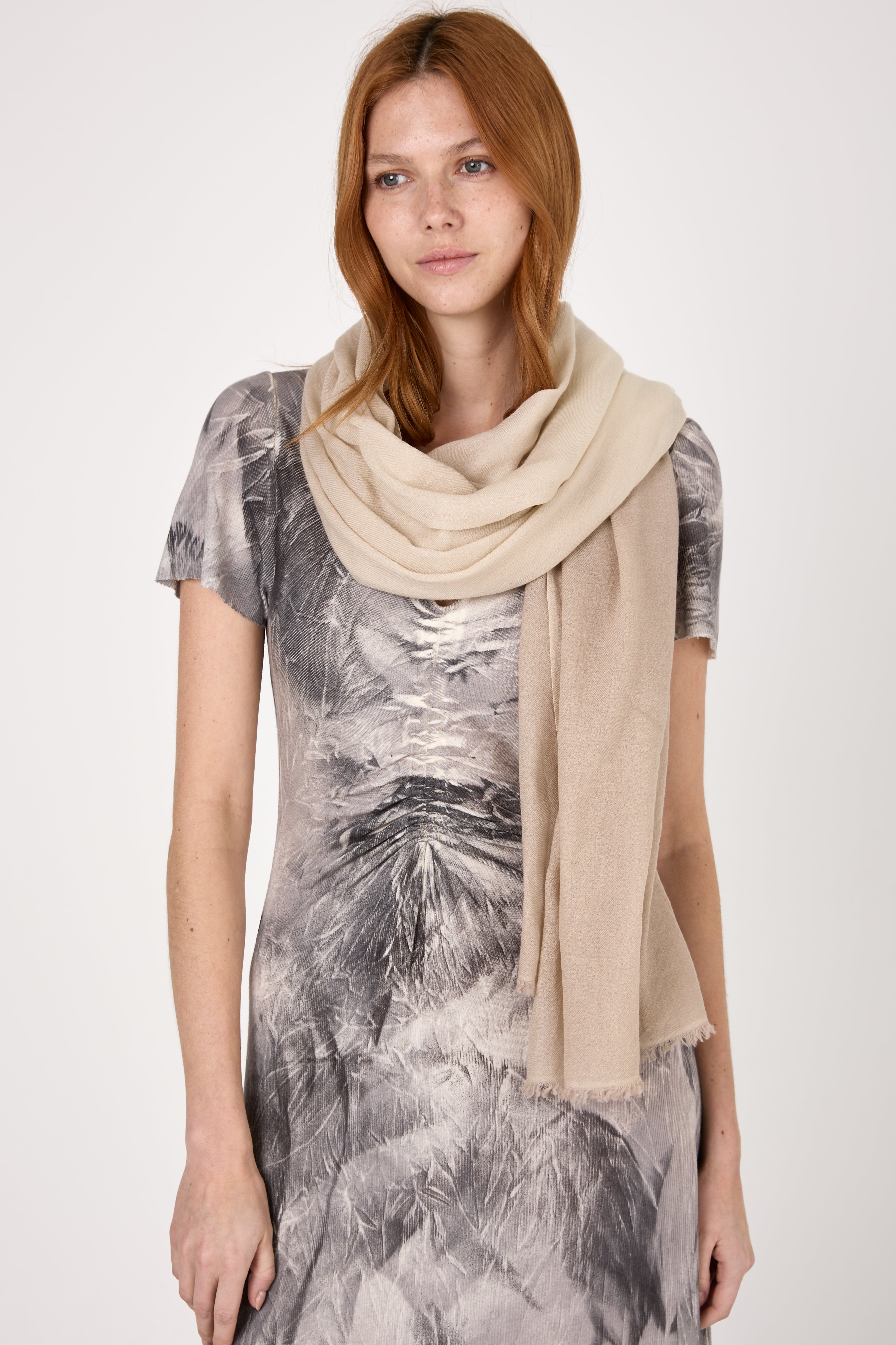 Knit Ombre Scarf in Beige