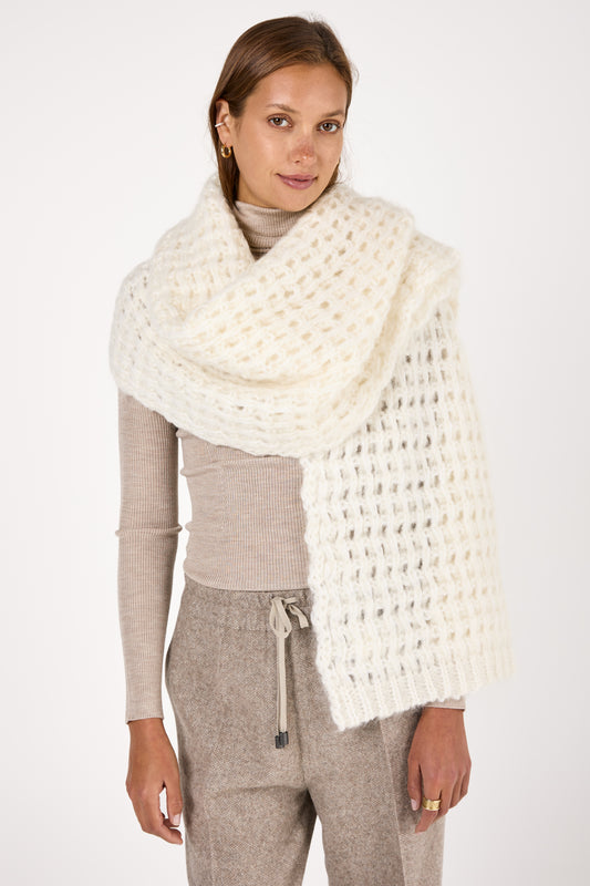 Oversized Knit Scarf in Panna