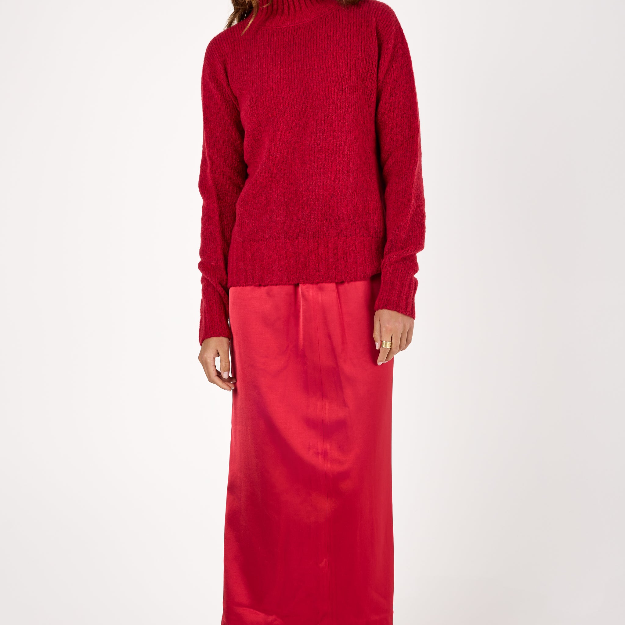 Viscose Wool Skirt in Rosso