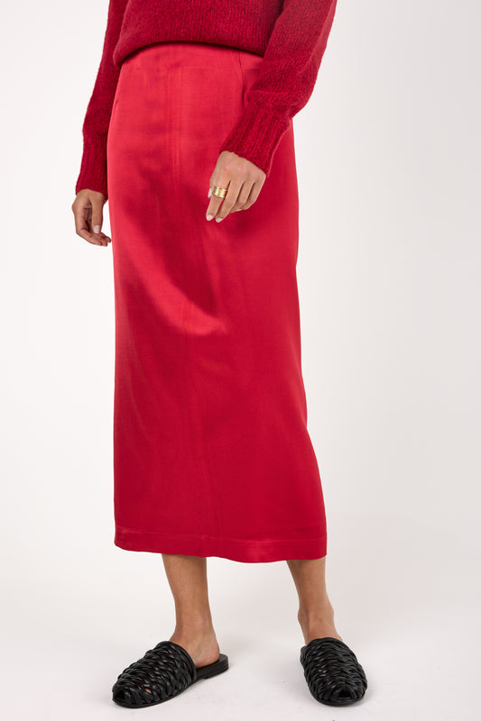 Viscose Wool Skirt in Rosso