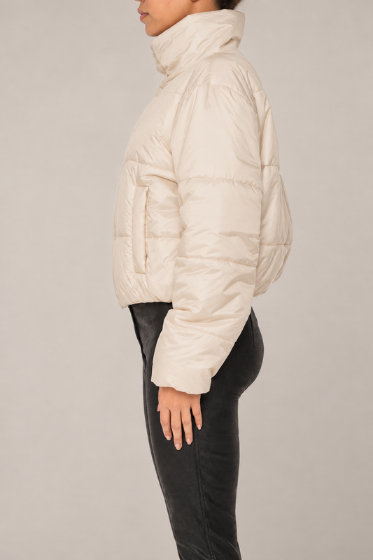 Wool Cashmere Lined Technical Coat in Gesso