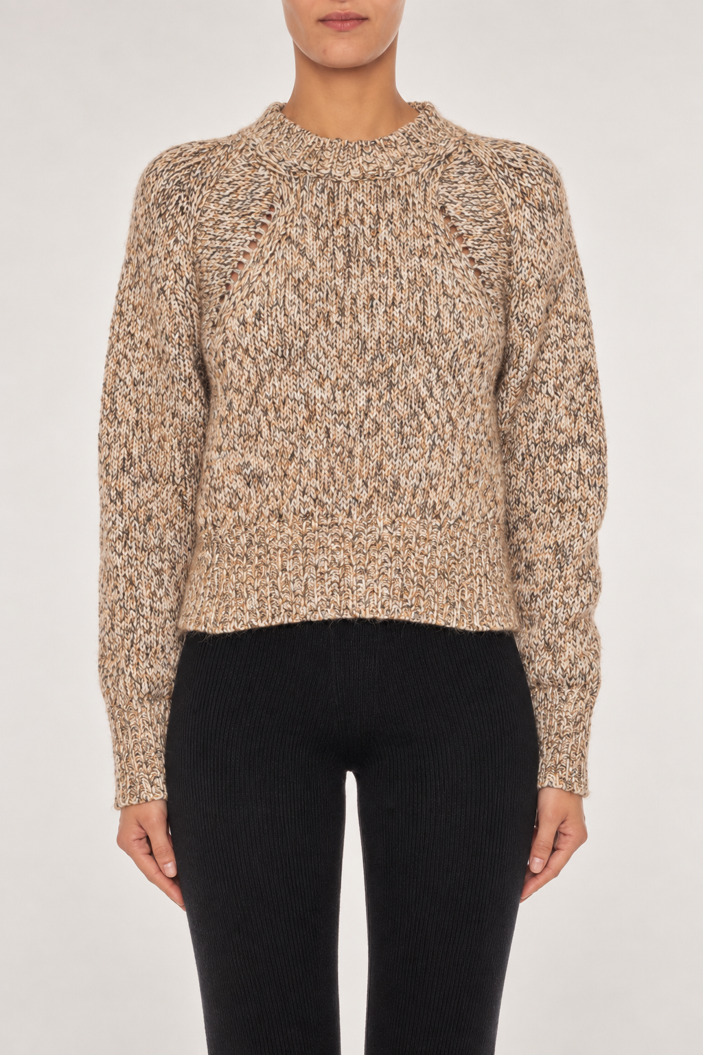 Wool Knit Sweater in Cammello and Nero
