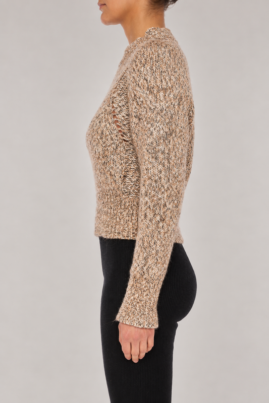 Wool Knit Sweater in Cammello and Nero