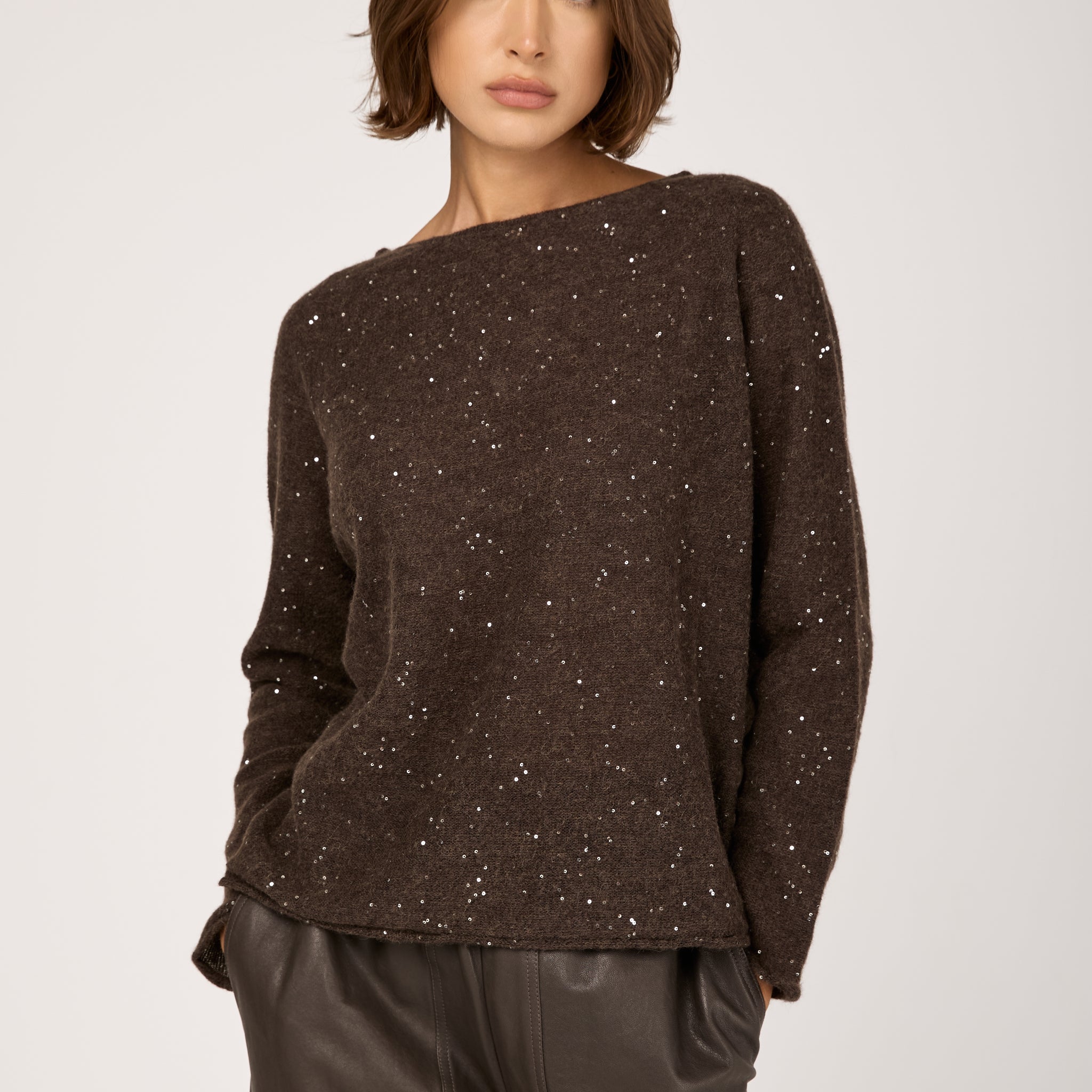 Wool Knit Sweater in Mastice