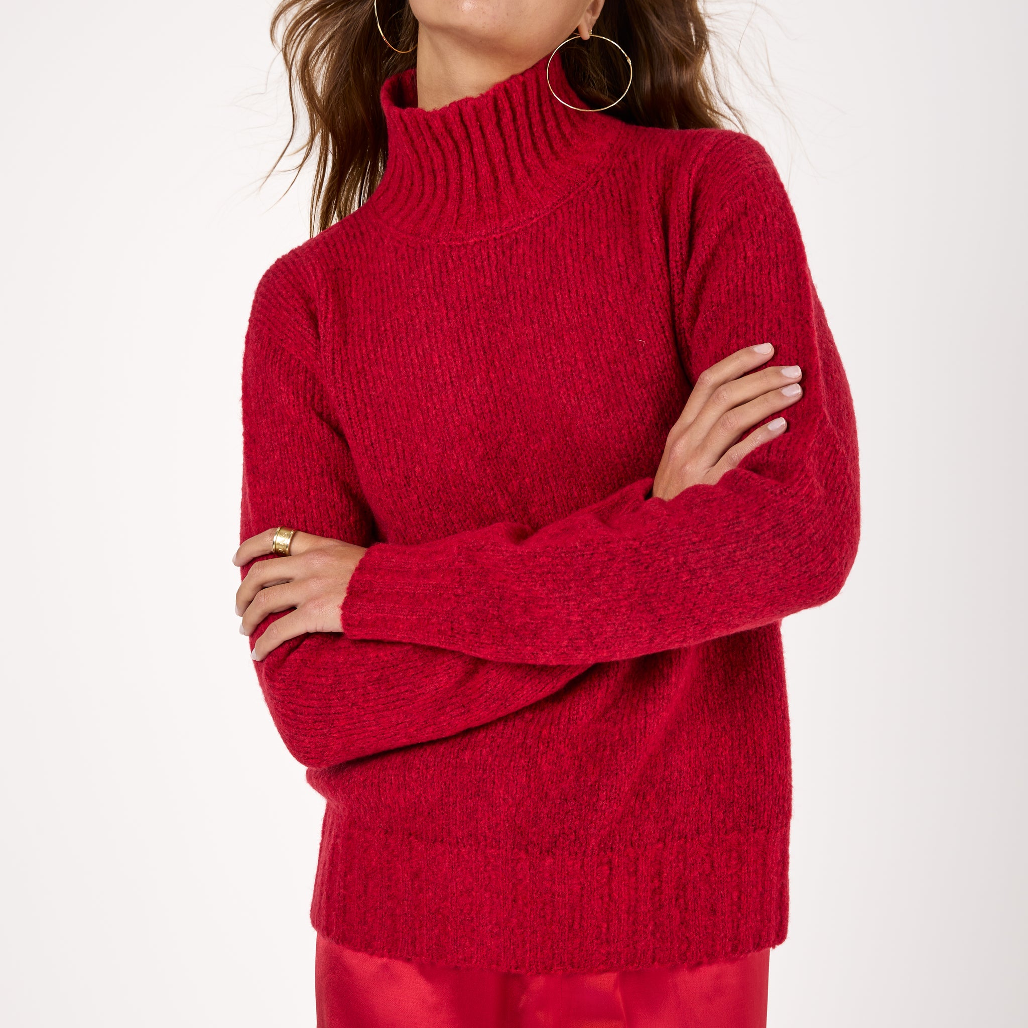 Wool Knit Sweater in Rosso