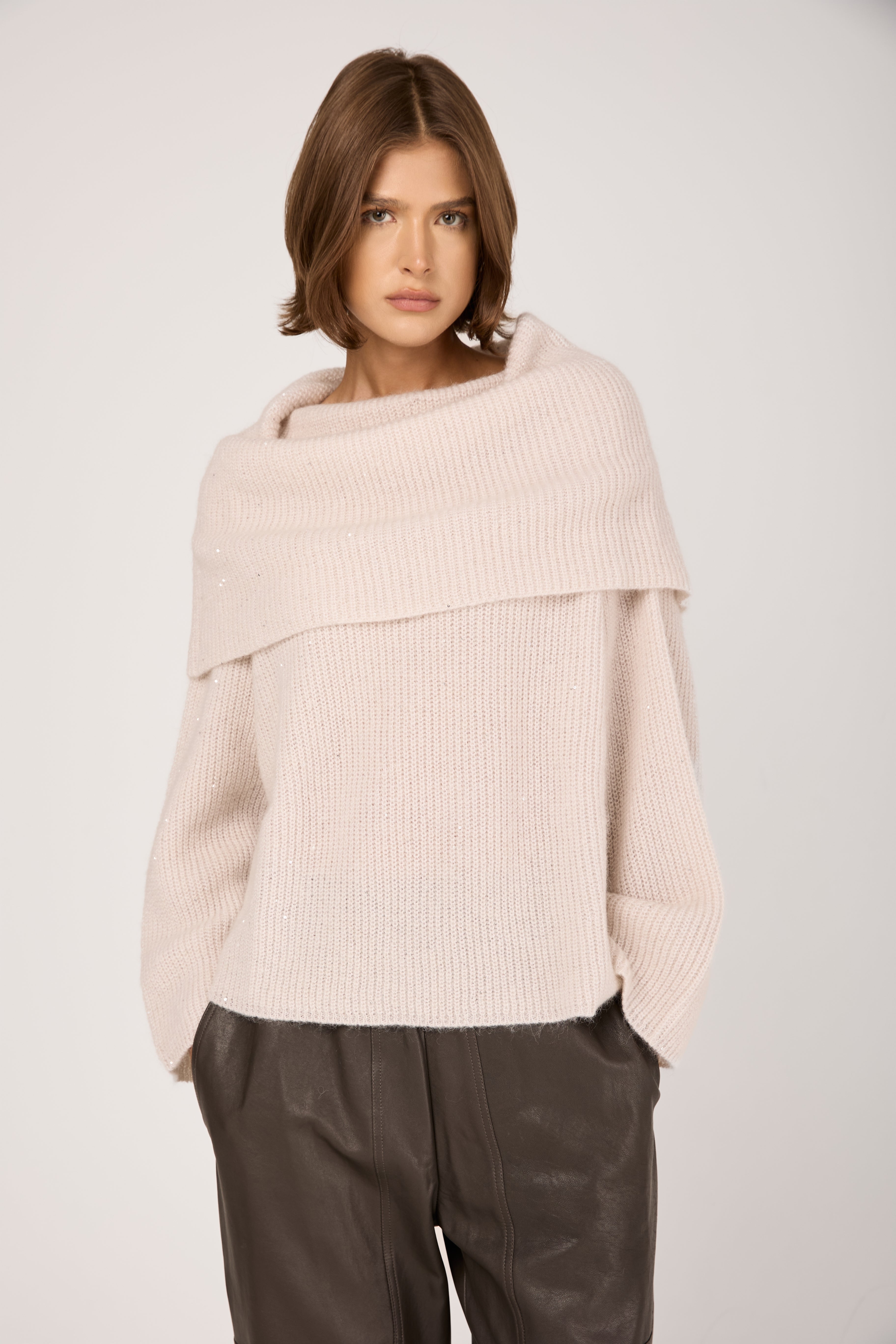 Wool Knit Sweater in Stucco