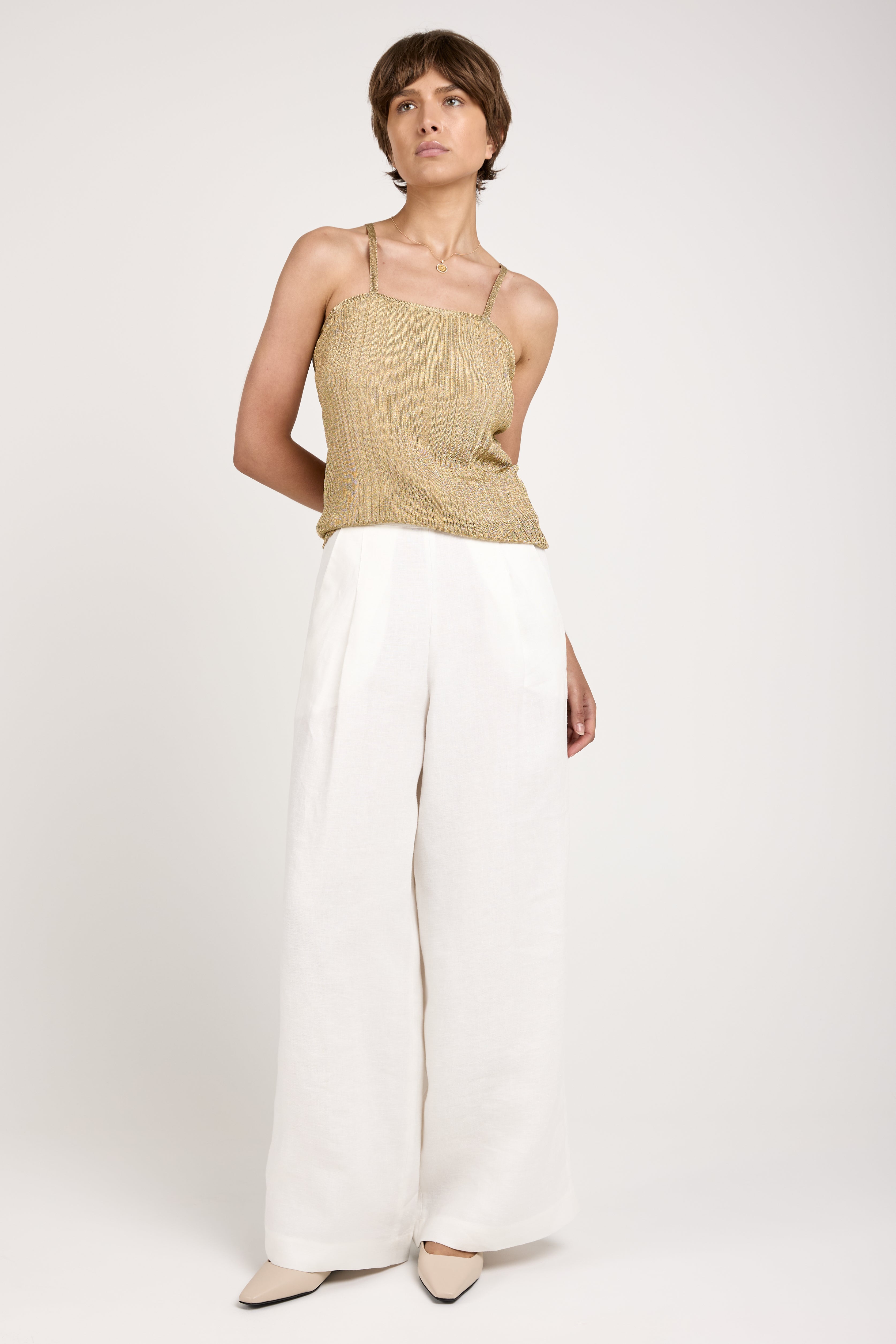 Woven Linen Pant in Latte