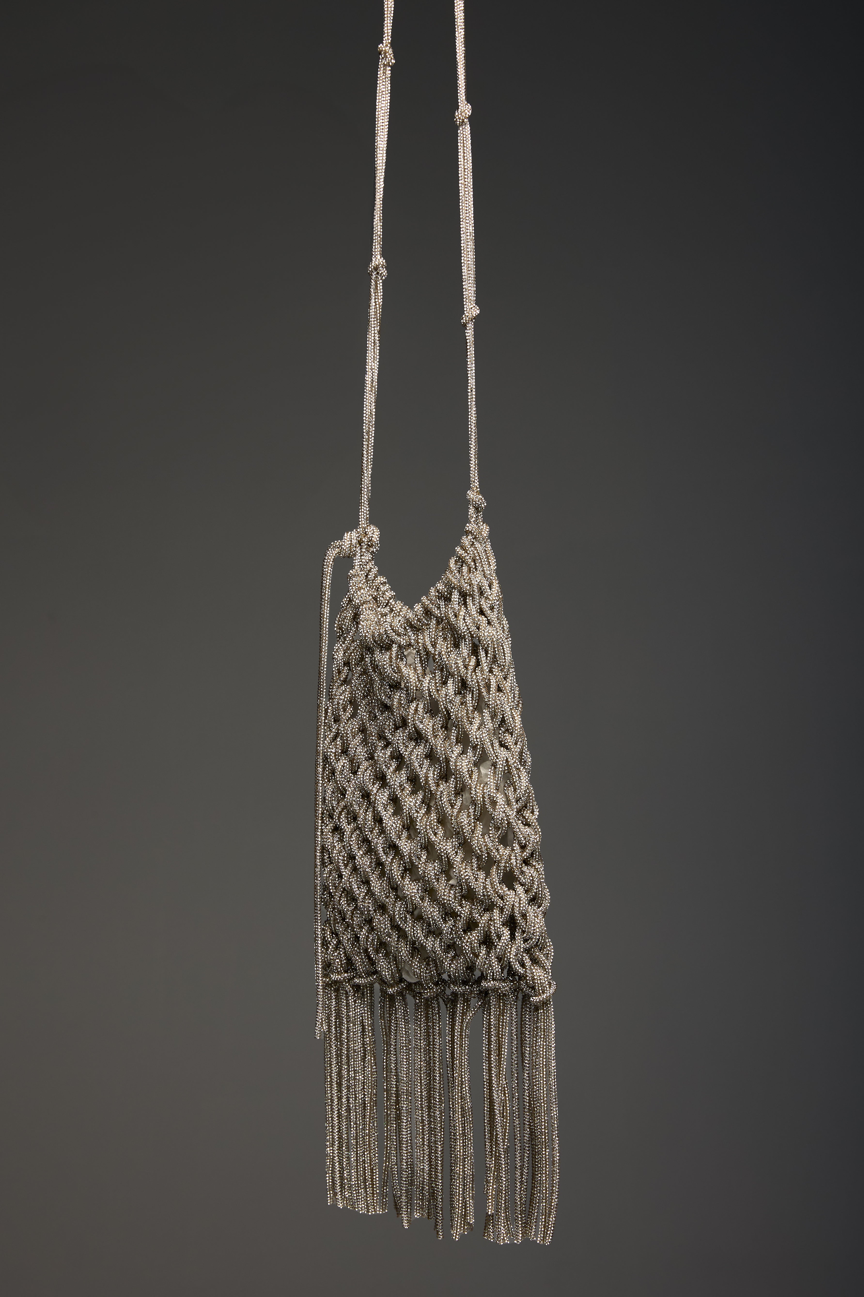 Woven Metallic Bag in Silver