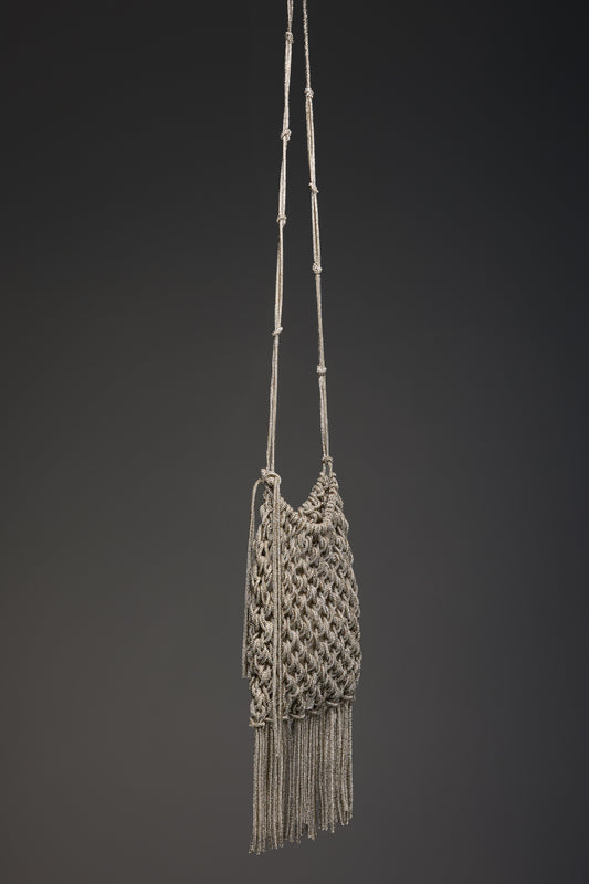 GENTRYPORTOFINO Woven Metallic Bag in Silver