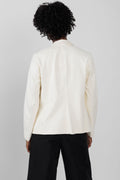 GIORGIO BRATO Leather Blazer Jacket in Off White