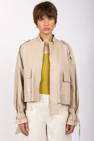 GIORGIO BRATO Oversized Leather Jacket in Lino