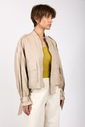 GIORGIO BRATO Oversized Leather Jacket in Lino