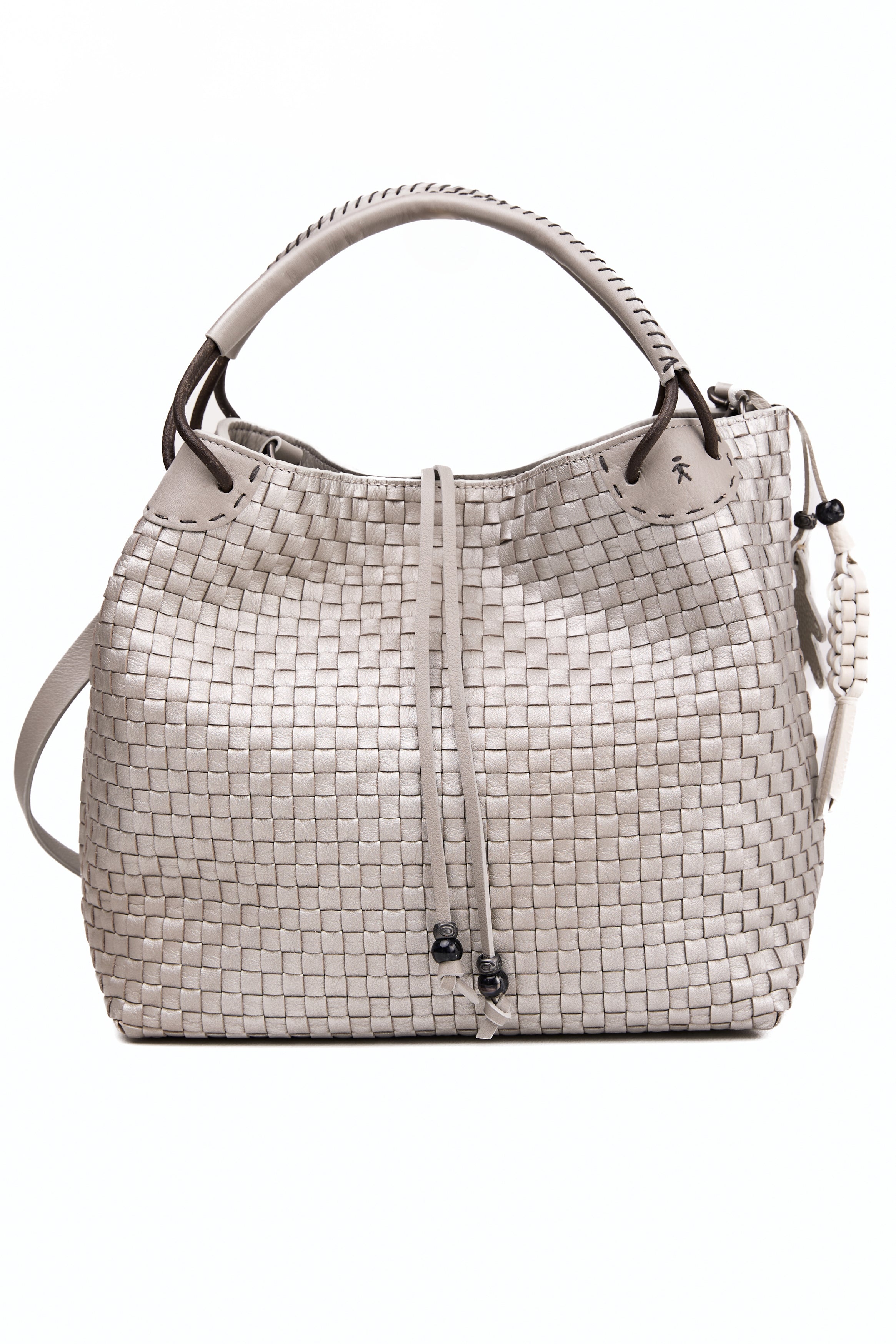 Daria Woven Intreccio Leather Bag in Dama Lamination Polvere