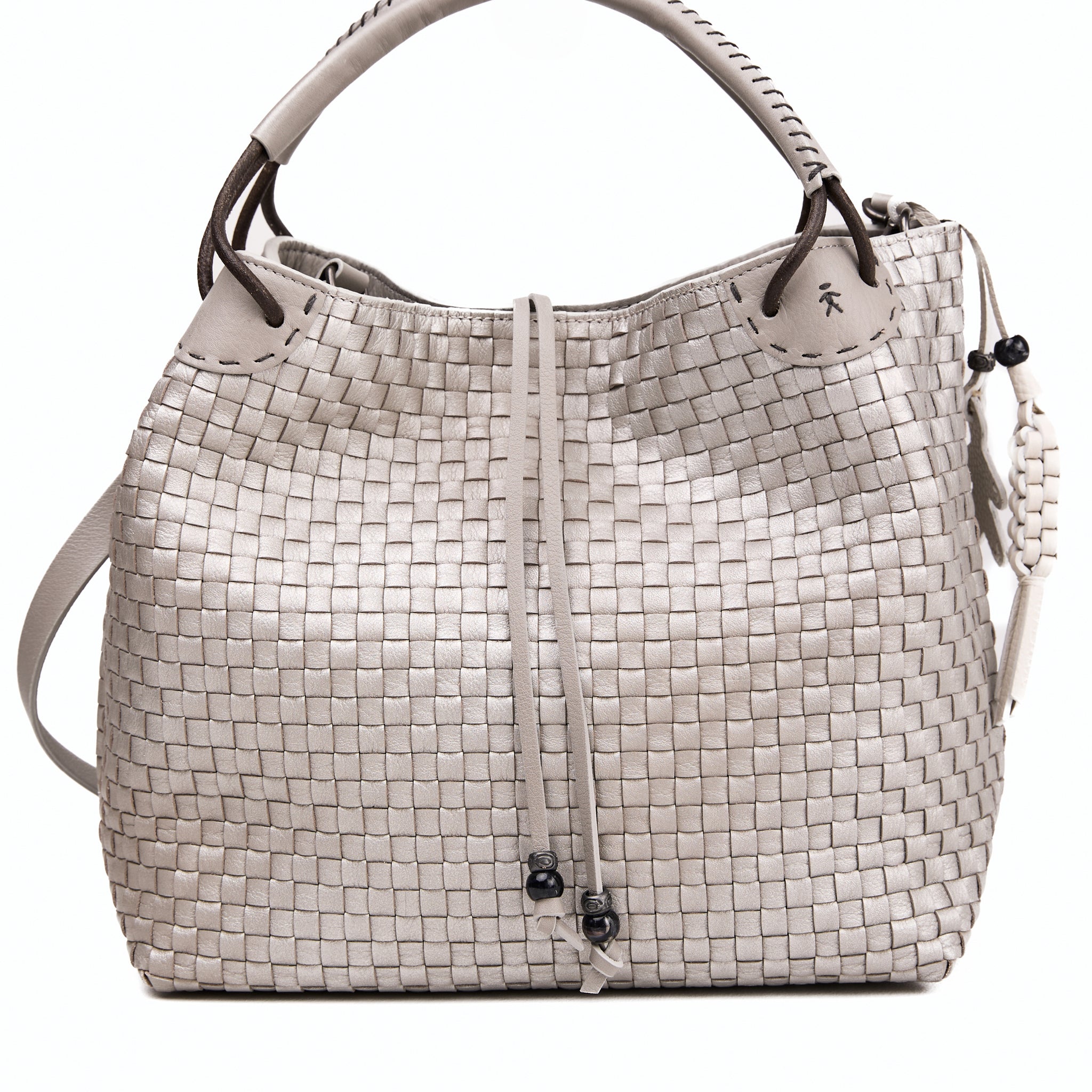 Daria Woven Intreccio Leather Bag in Dama Lamination Polvere