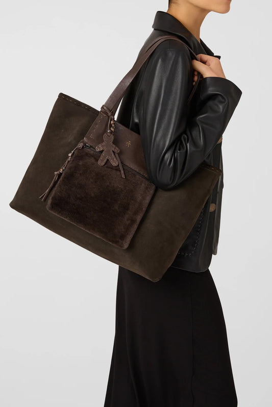 Isa Pocket Camoscio Leather Bag in Montone Moro