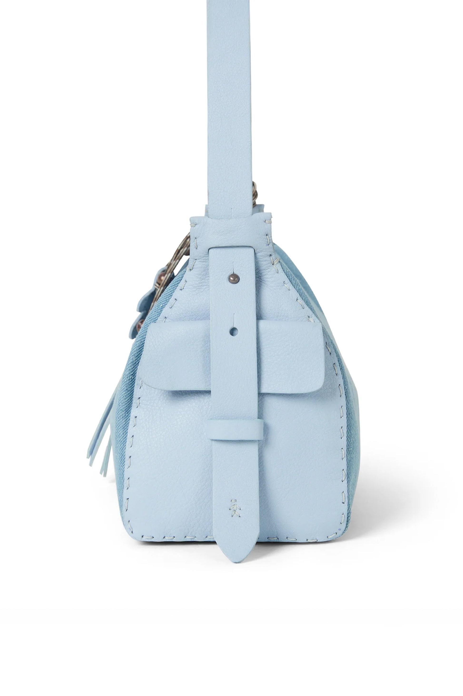 HENRY BEGUELIN Lexy Washed Cotton Denim Bag in Jeans
