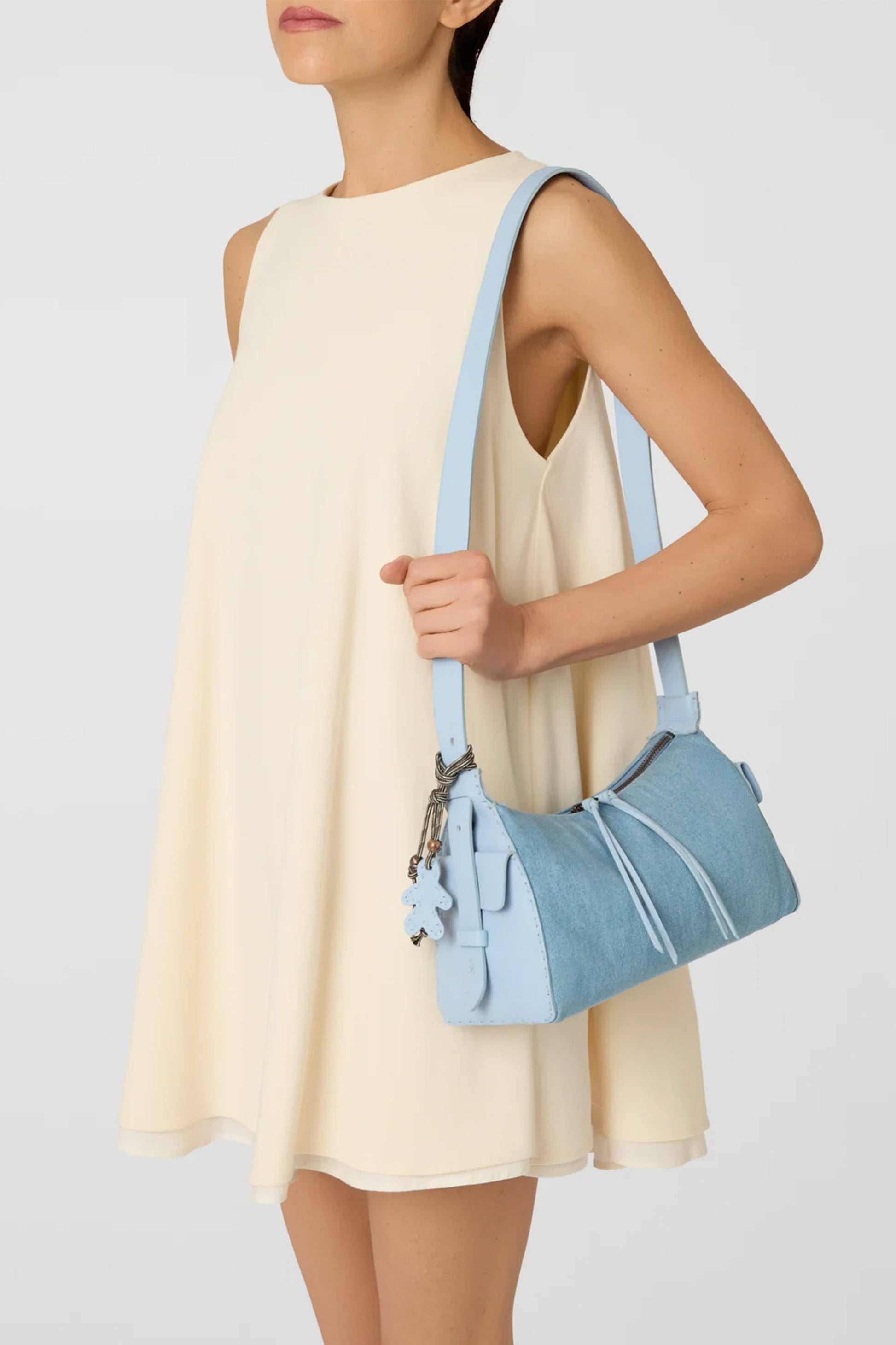 HENRY BEGUELIN Lexy Washed Cotton Denim Bag in Jeans