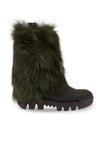 HENRY BEGUELIN Messico Tall Leather Boot With Long Fur in Menta