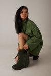 HENRY BEGUELIN Messico Tall Leather Boot With Long Fur in Menta