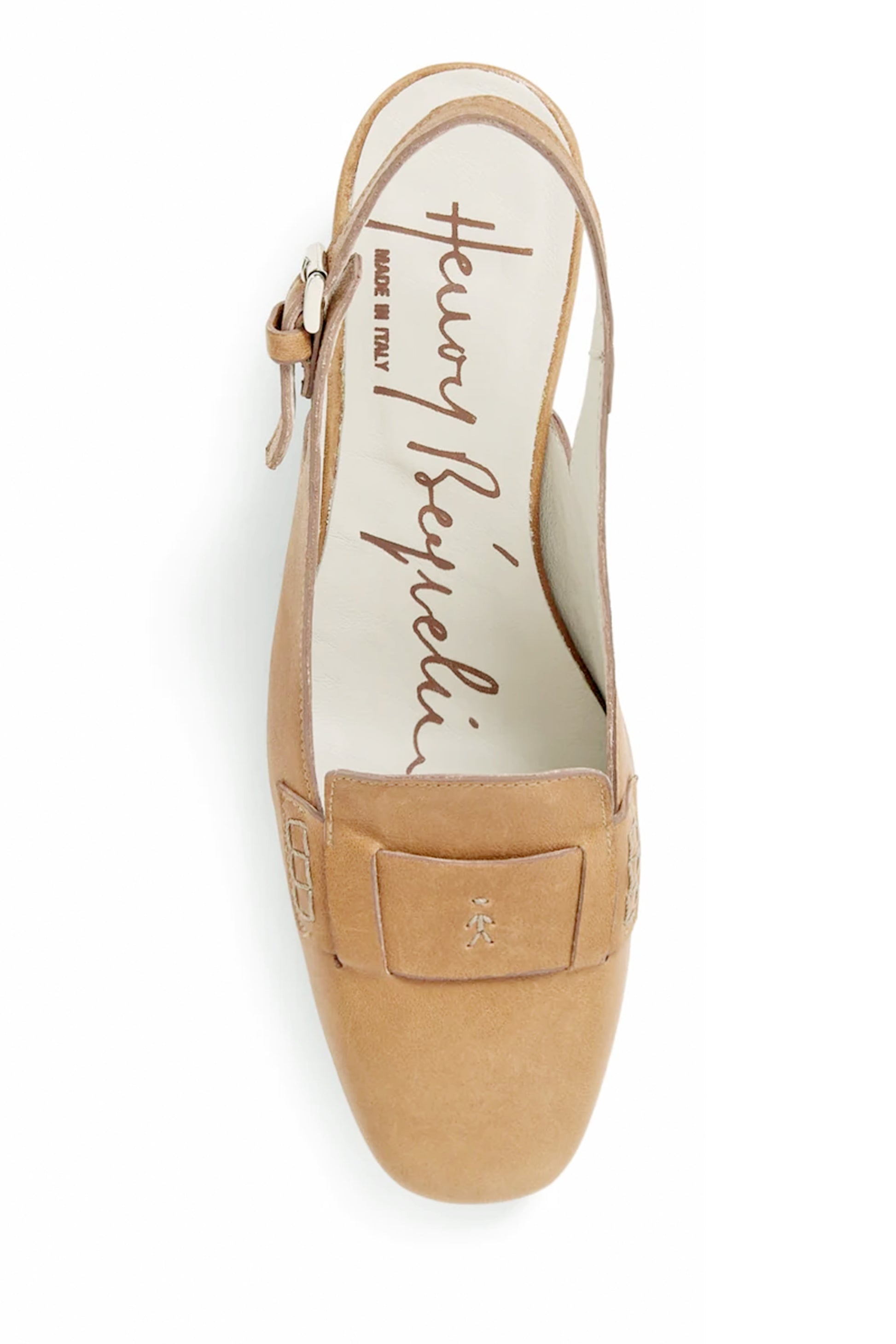 HENRY BEGUELIN Old Iron Leather Slingback Pump in Beige