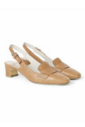 HENRY BEGUELIN Old Iron Leather Slingback Pump in Beige