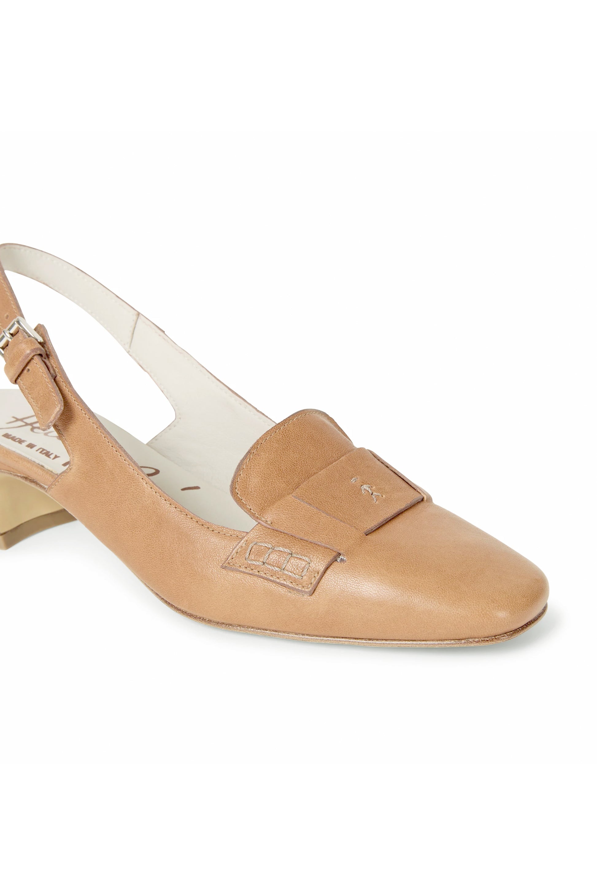 HENRY BEGUELIN Old Iron Leather Slingback Pump in Beige