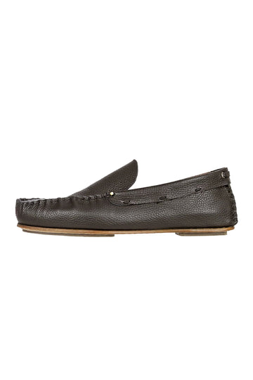 HENRY BEGUELIN Printed Muflone Leather Moccasin in Moro
