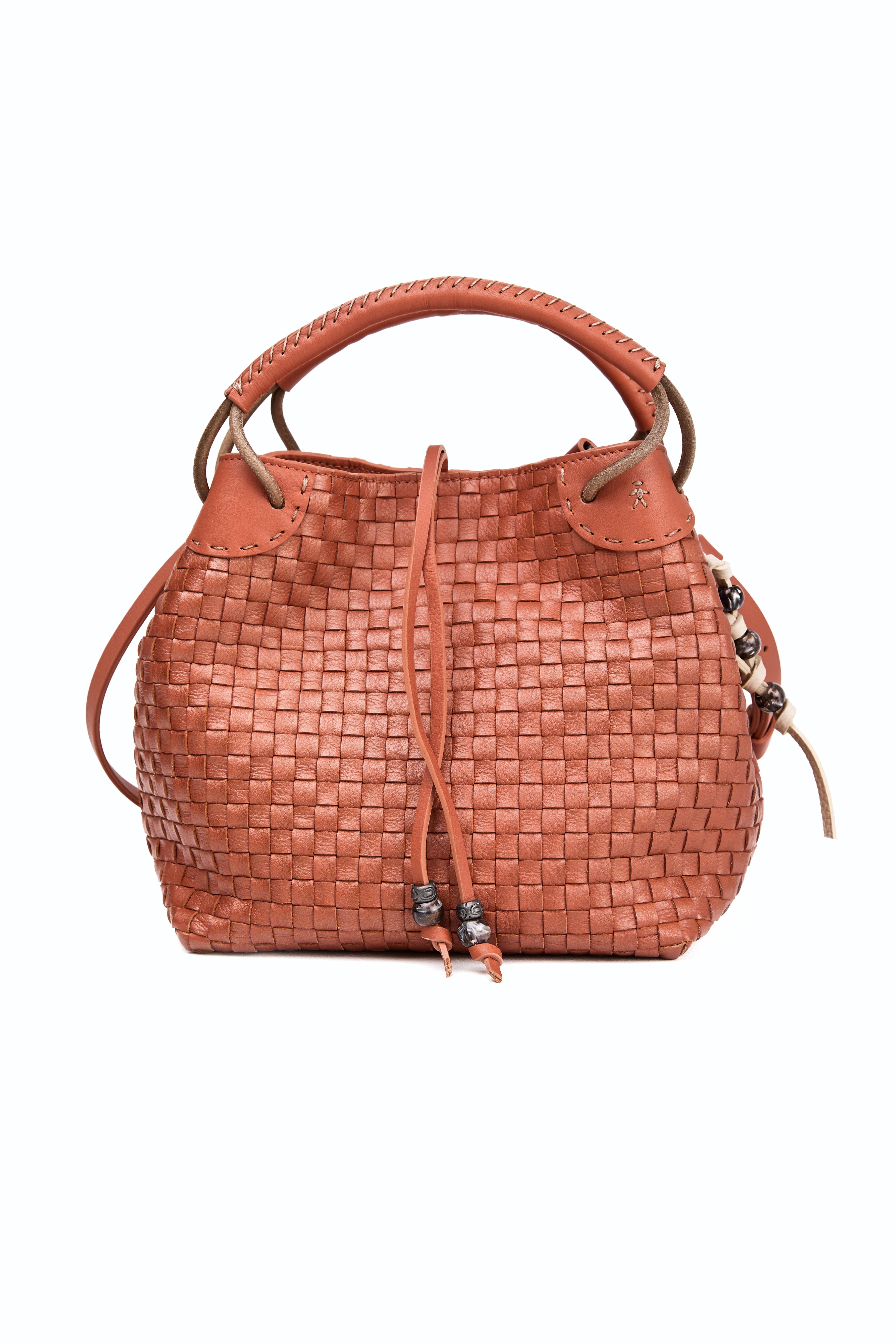 Small Daria Woven Intreccio Leather Bag in Dama Lamination Zucca