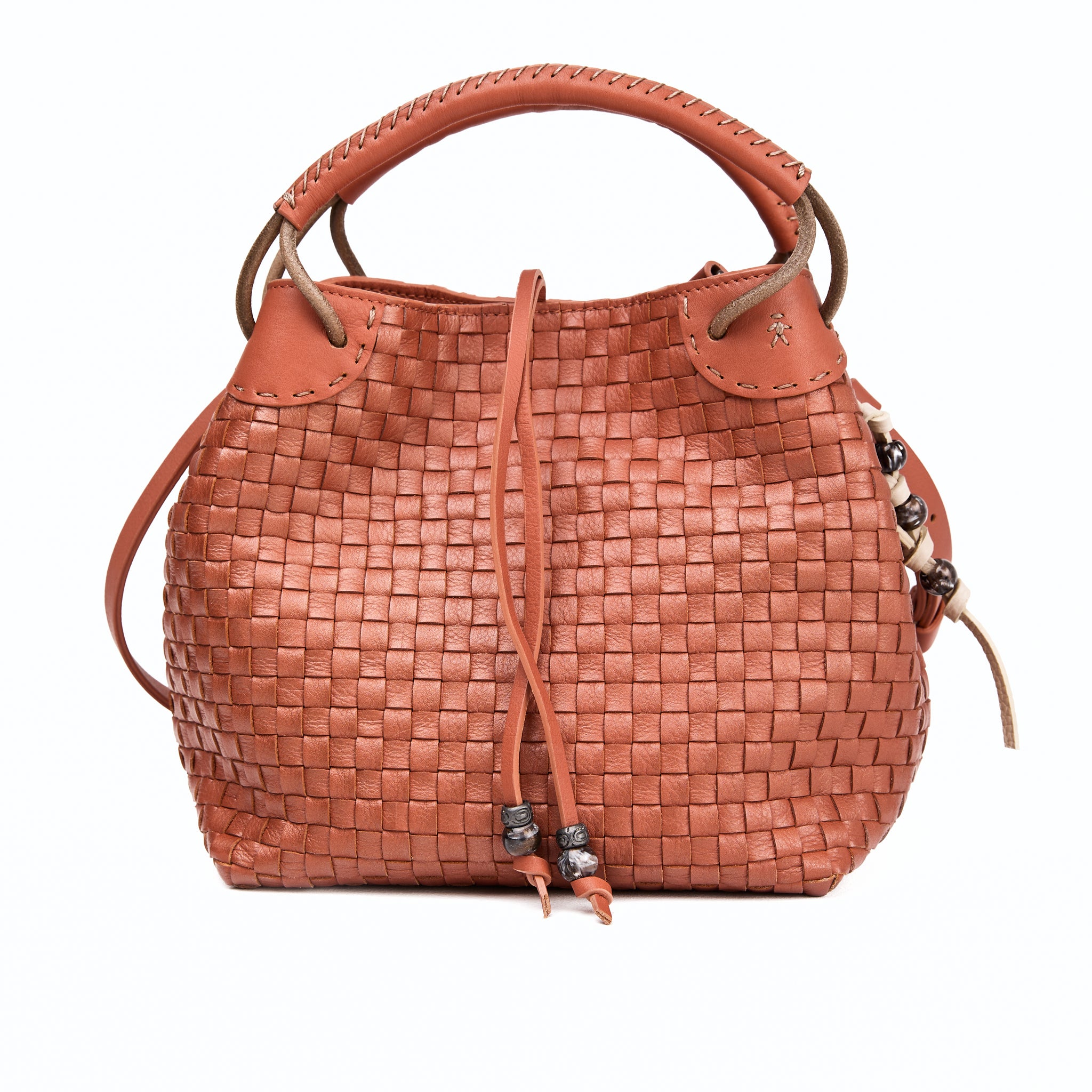 Small Daria Woven Intreccio Leather Bag in Dama Lamination Zucca