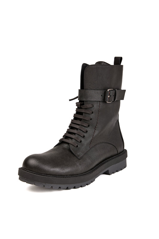 Leather Boot Anfibio Ombreggiato in Anthracite