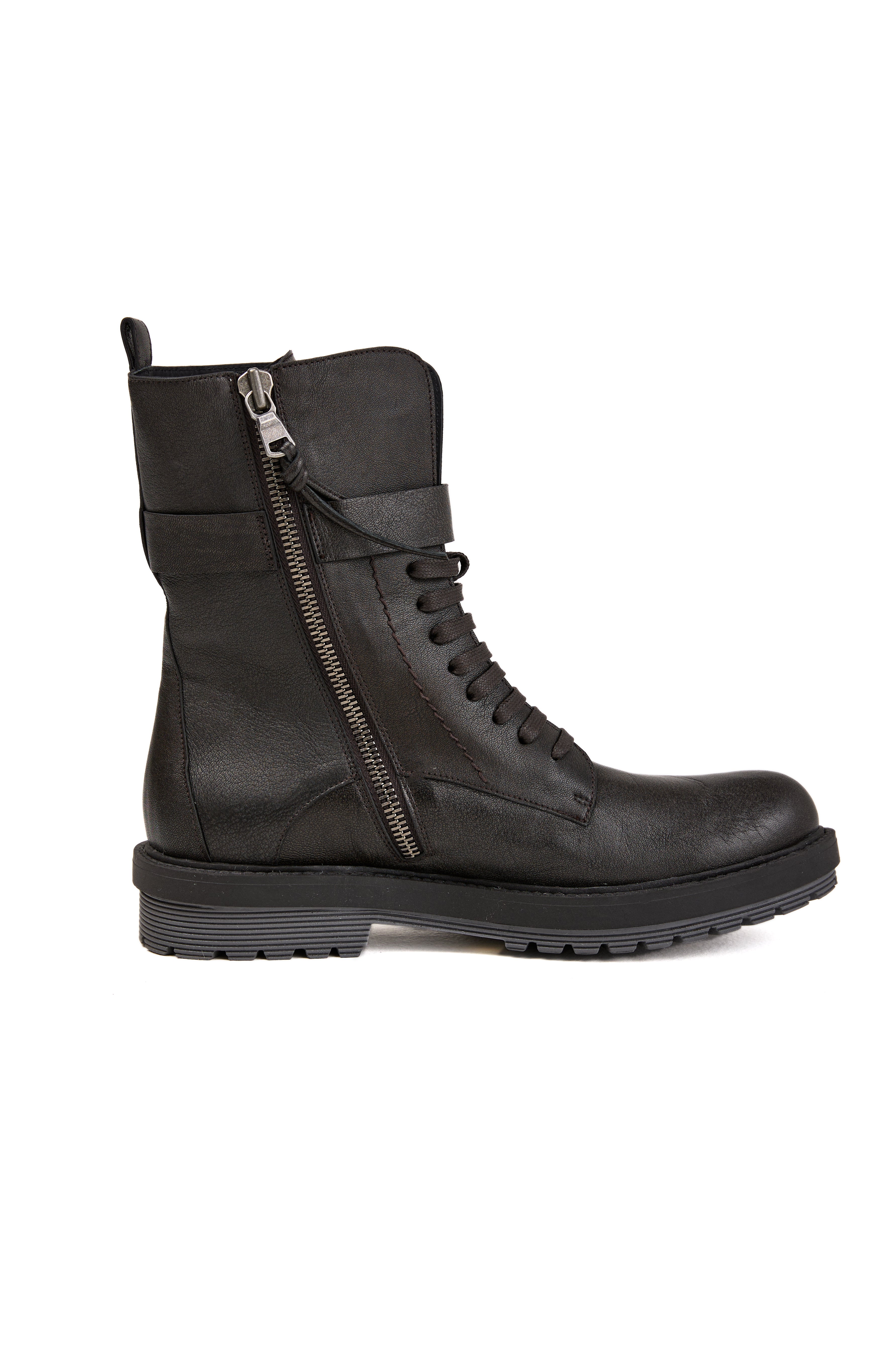 Leather Boot Anfibio Ombreggiato in Anthracite