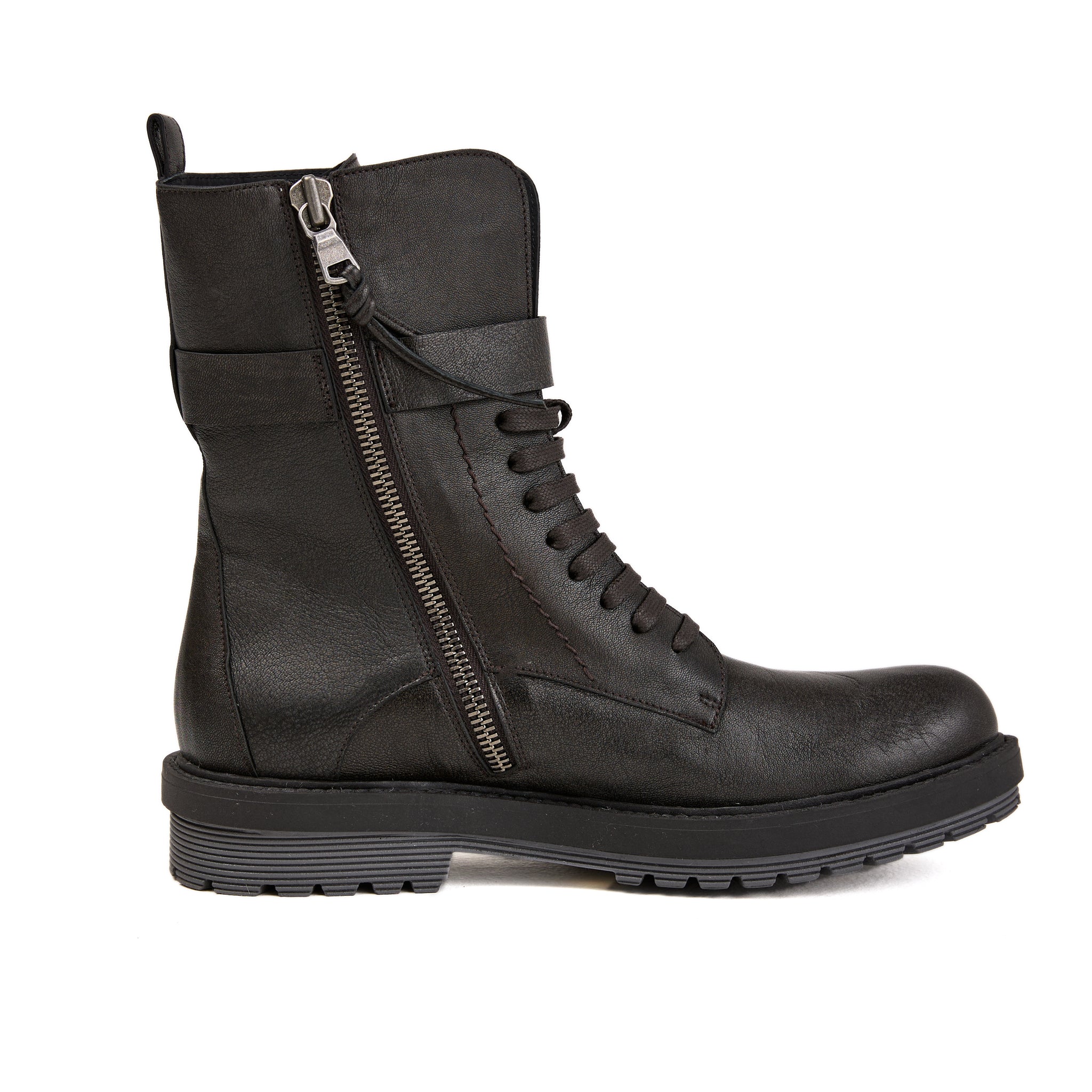 Leather Boot Anfibio Ombreggiato in Anthracite