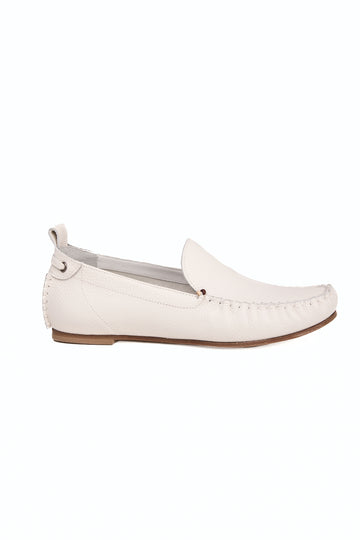 Leather Moccasin Shoe in Muflone Gesso