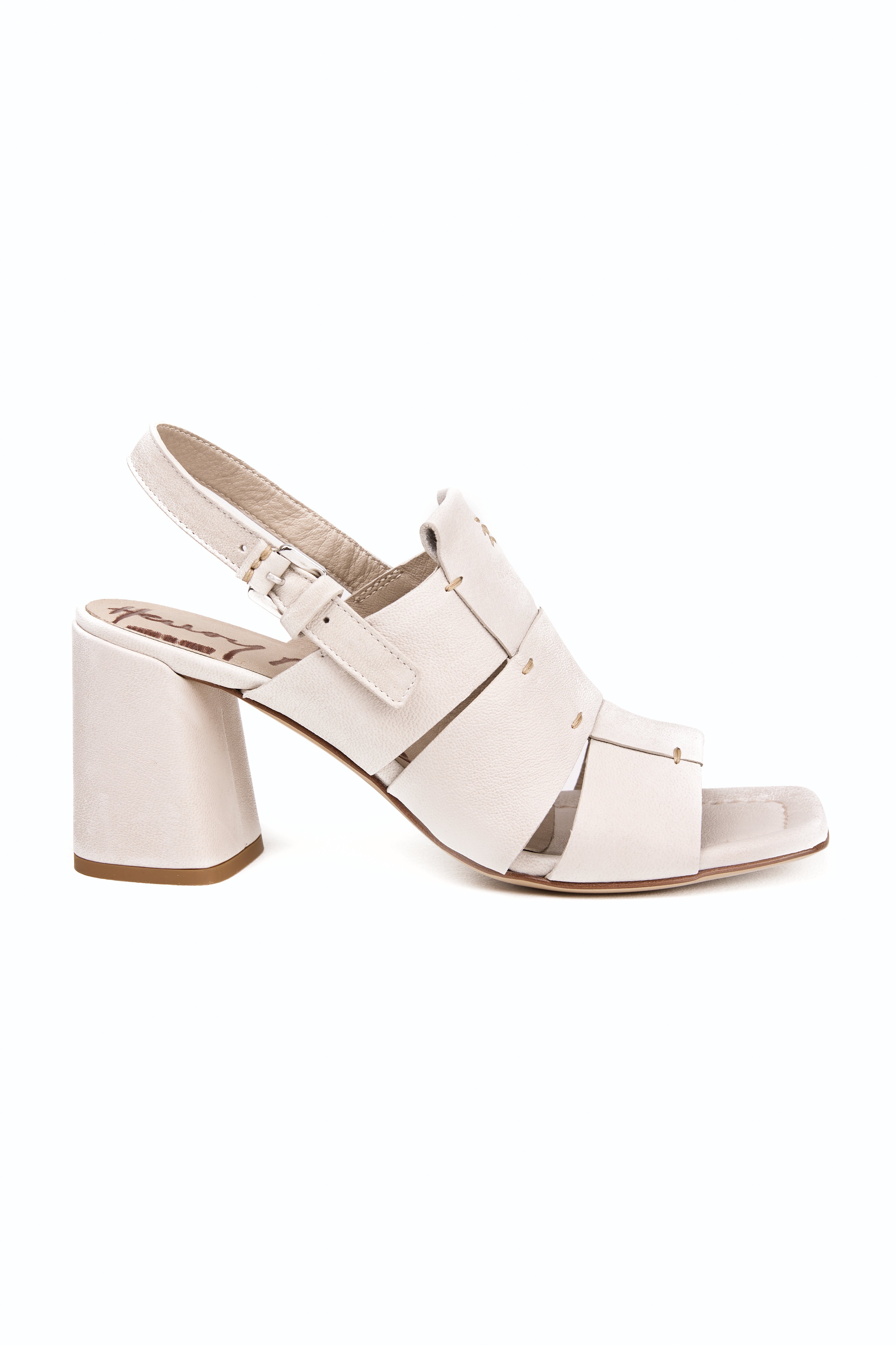 Old Iron Leather Heel Sandal in Beige