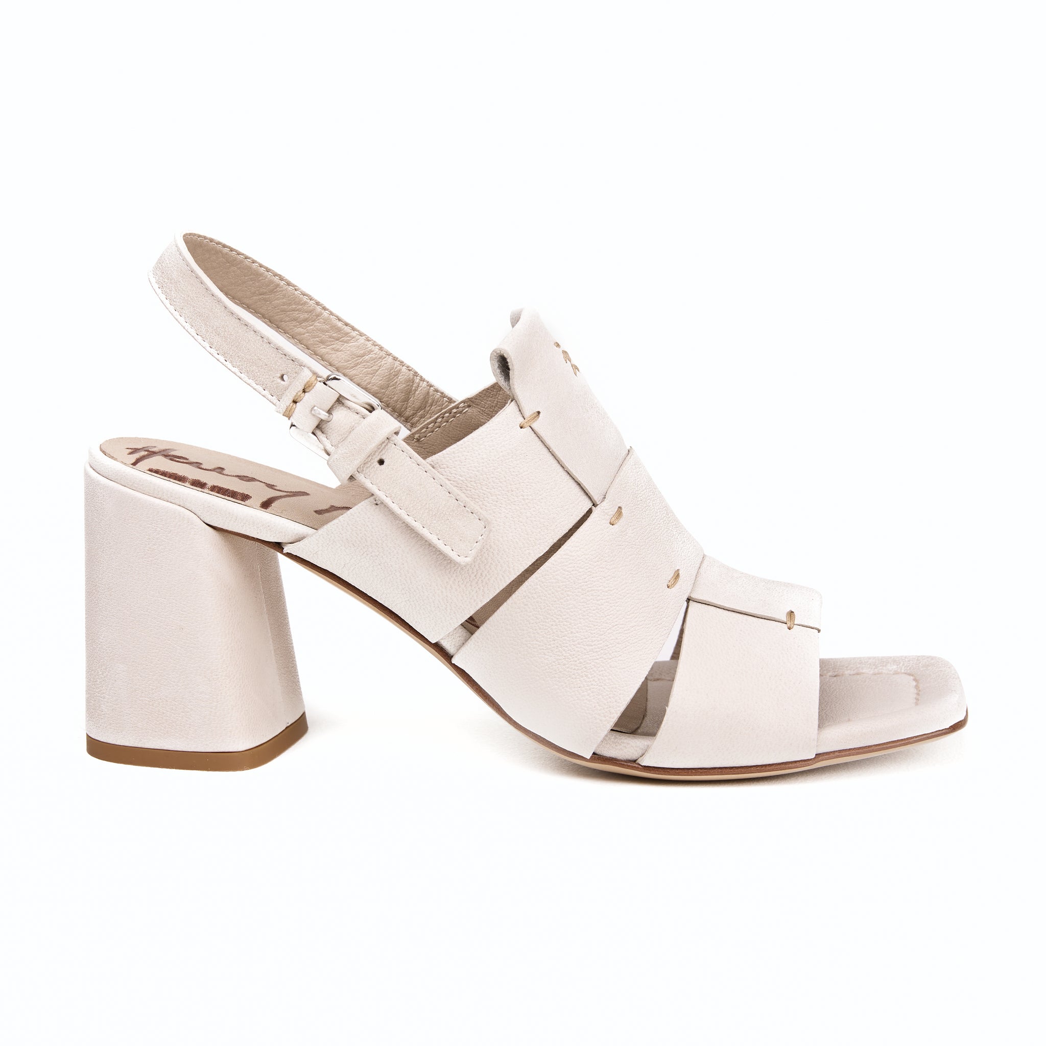 Old Iron Leather Heel Sandal in Beige