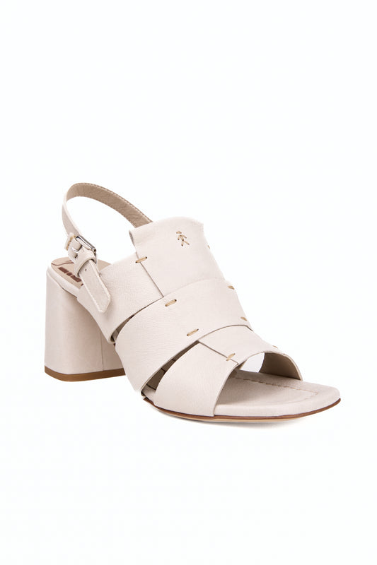 Old Iron Leather Heel Sandal in Beige