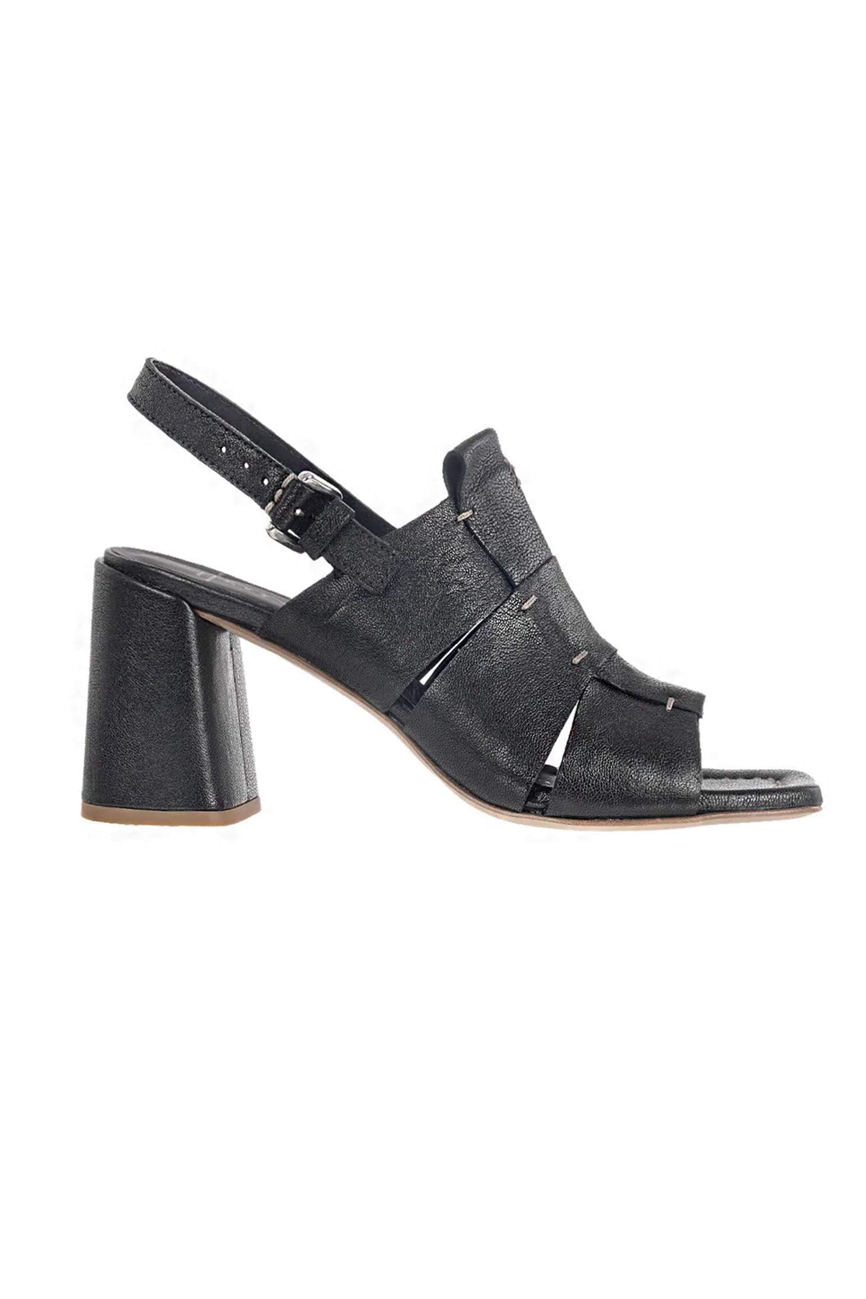 Old Iron Leather Heel Sandal in Nero