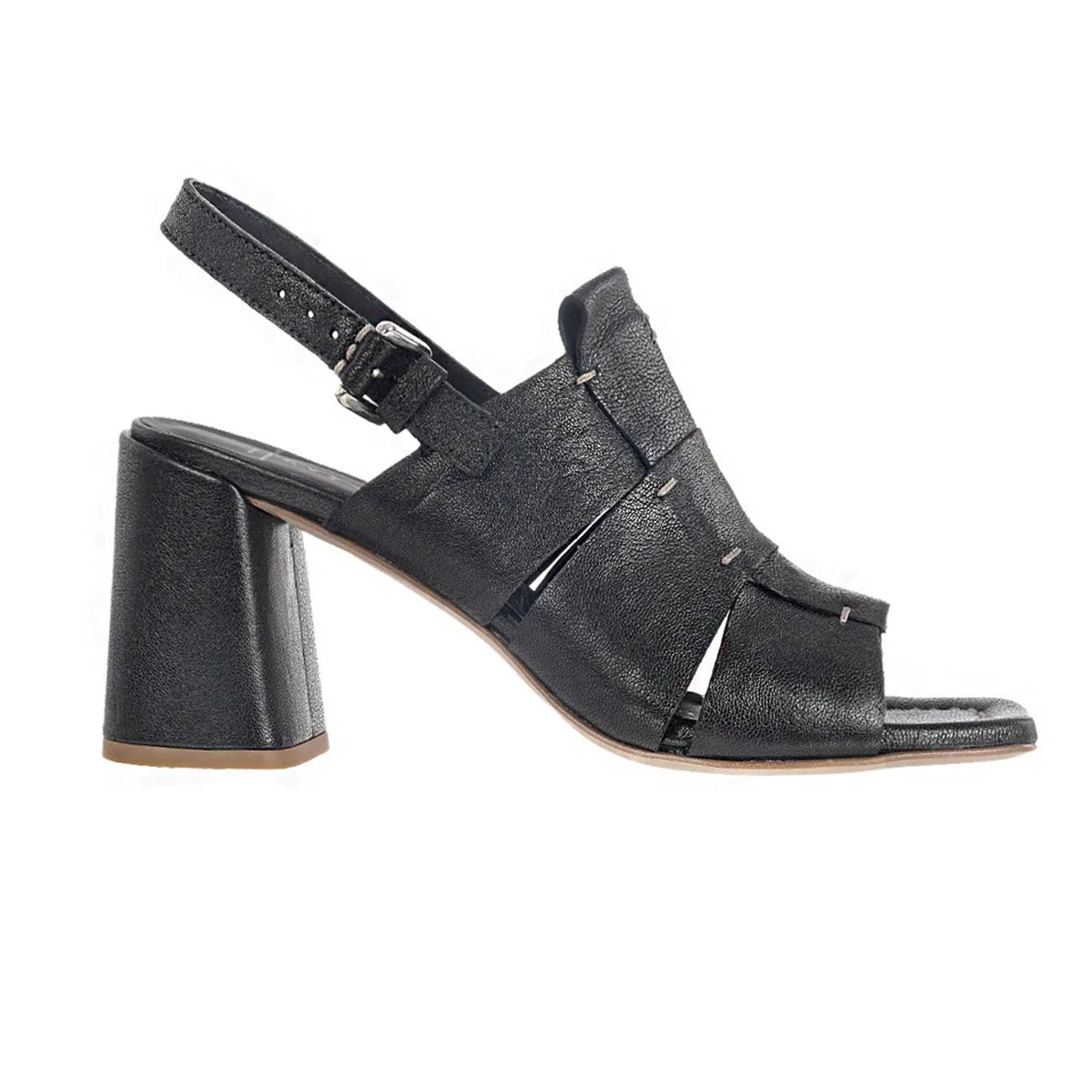 Old Iron Leather Heel Sandal in Nero