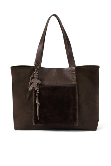 HENRY BEGUELIN Isa Pocket Camoscio Leather Bag in Montone Moro