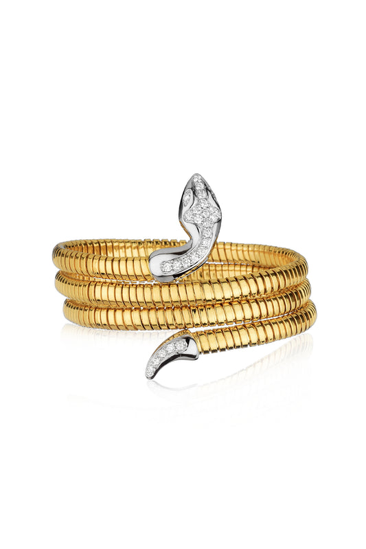 T. Boutique Italian Two Tone Snake Bracelet in 18k Yellow Gold