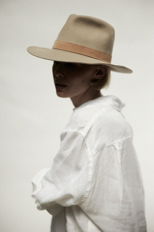 JANESSA LEONÉ Ross Fedora Hat in Clay
