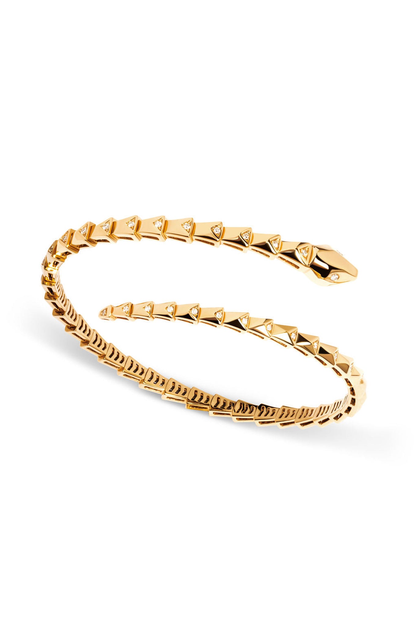 Diamond Snake Wrap Bracelet in 18k Yellow Gold