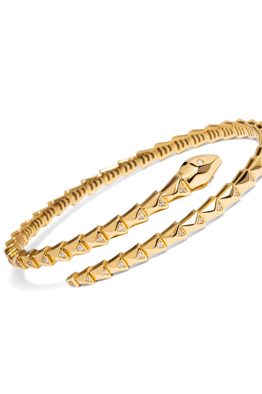 Diamond Snake Wrap Bracelet in 18k Yellow Gold