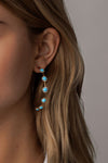 L.A. STEIN Diamond Turquoise Hoops in 18k Yellow Gold