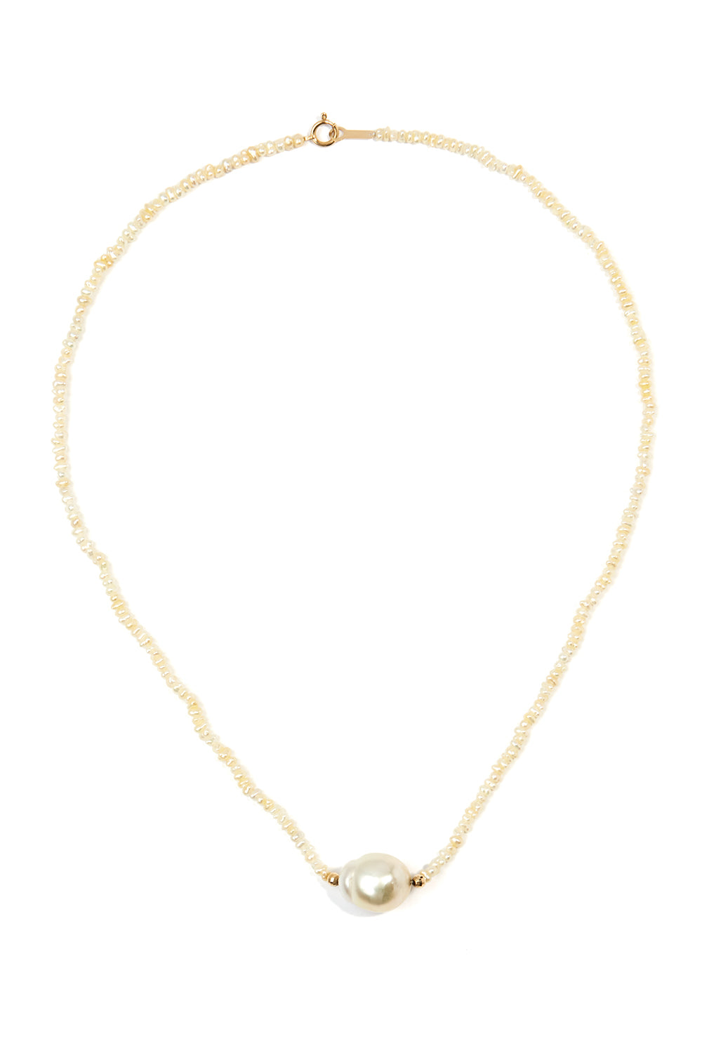 Gold Natural Keshi Pearl Necklace