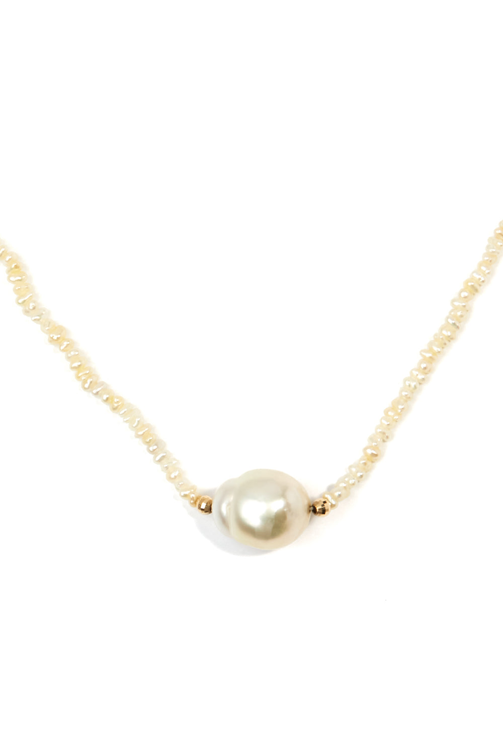 L.A. STEIN Gold Natural Keshi Pearl Necklace
