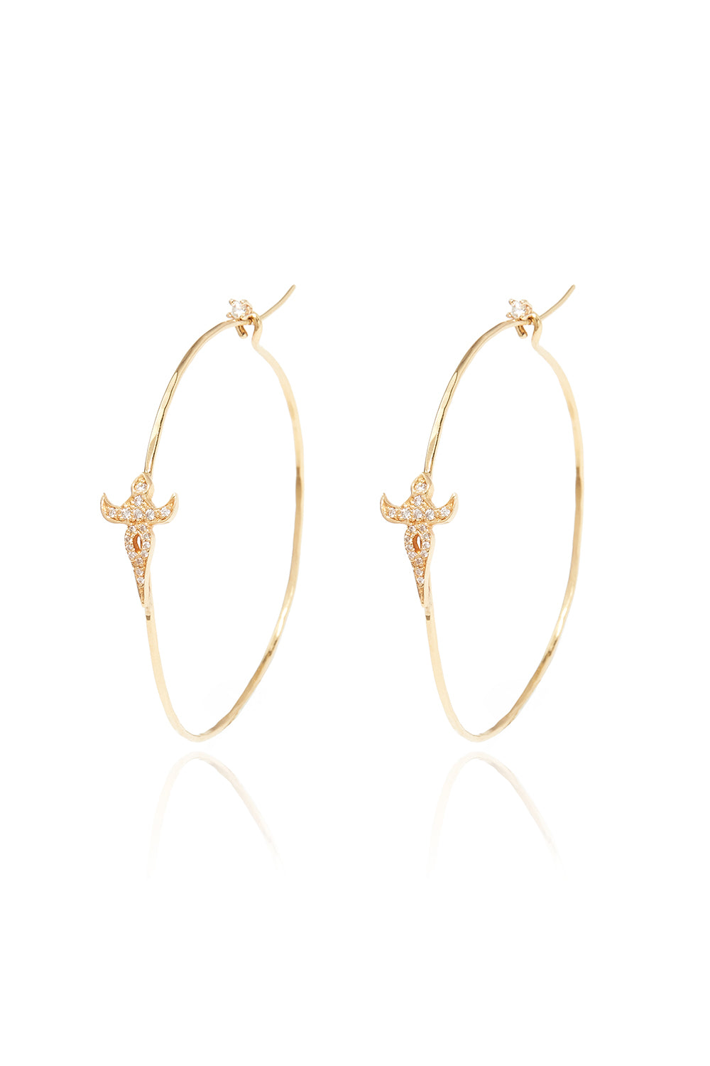 Large Diamond Goddess Hoops in 18k Yellow Gold