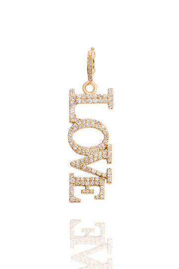 Diamond Vertical LOVE Pendant in 14k Gold