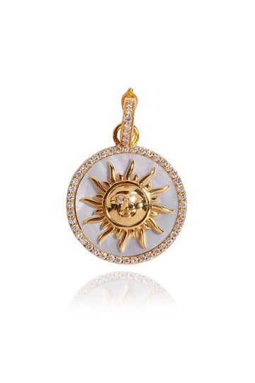 Large Diamond Mother of Pearl Sole Pendant in 18k Yellow Gold